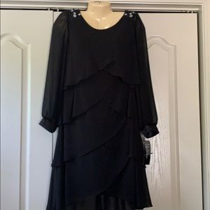 Women’s Black Tiered Ruffle Cocktail Dress LBD